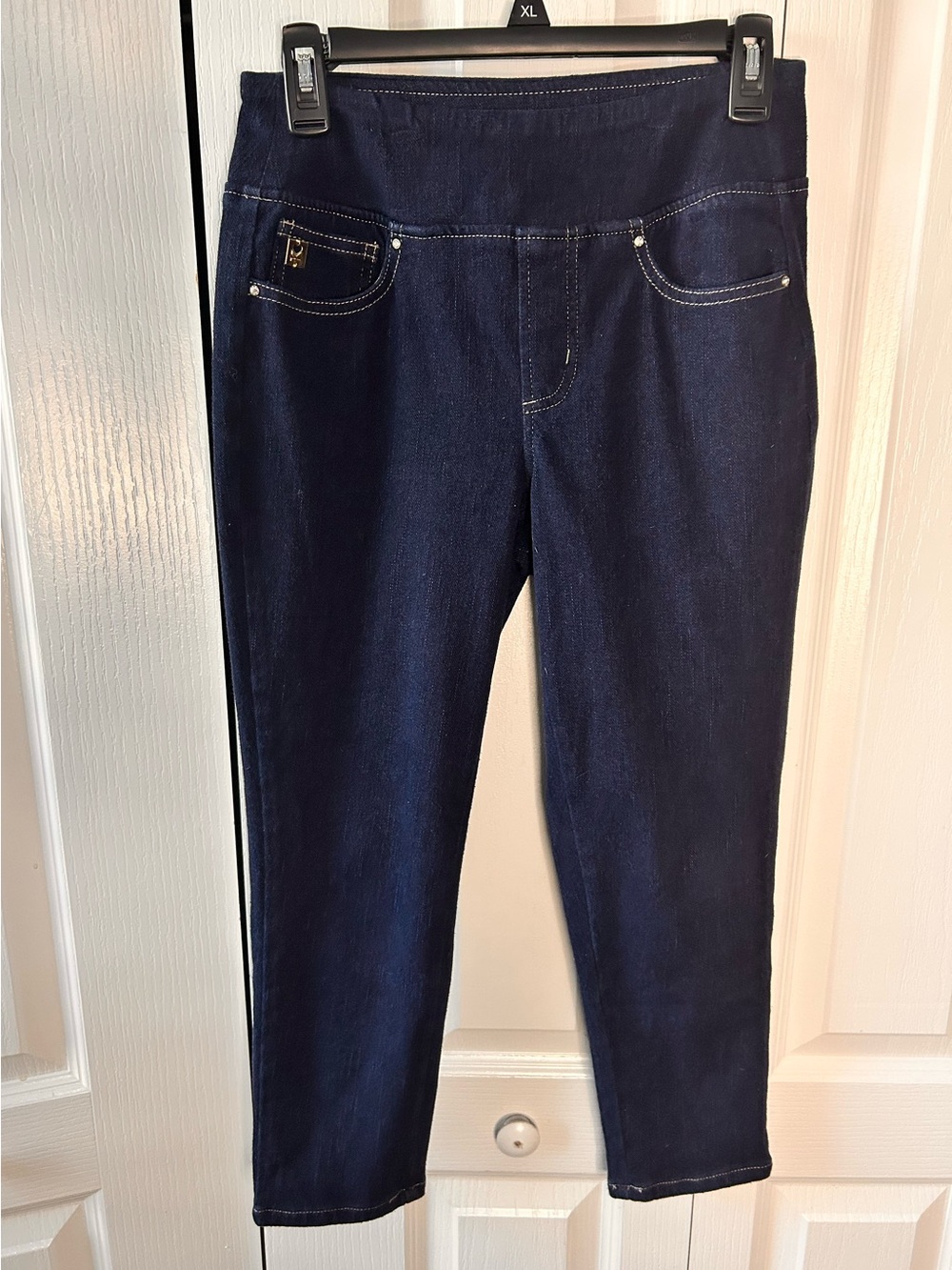 Belle Kim Gravel Women’s Size 4 Stretch Denim Cropped Skinny Jeans Dark Blue